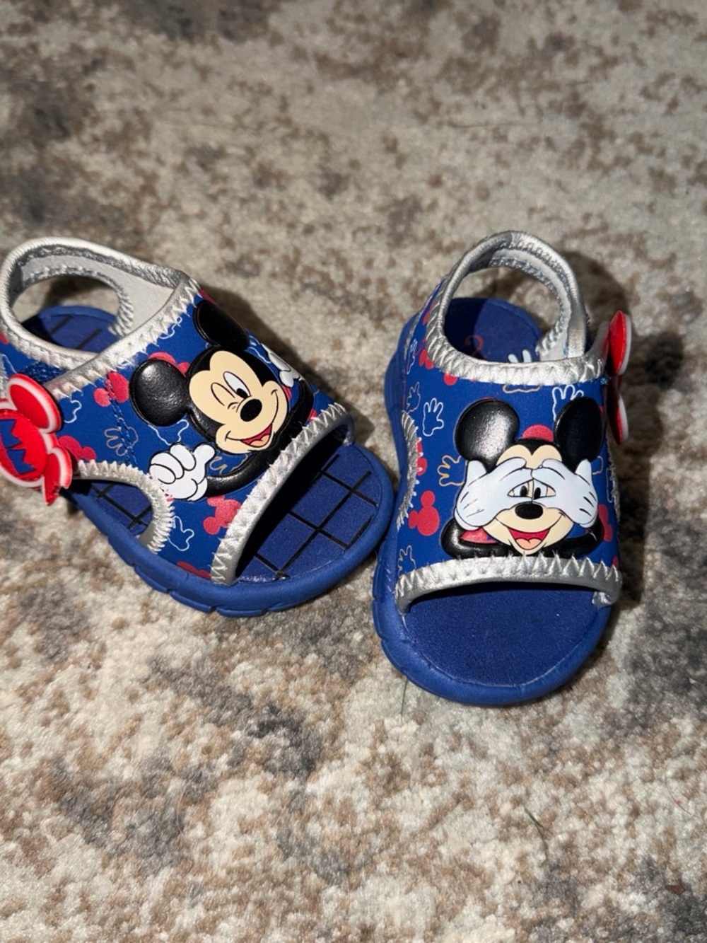 Disney Blue Mickey Mouse Toddler Sandals with Red Accents